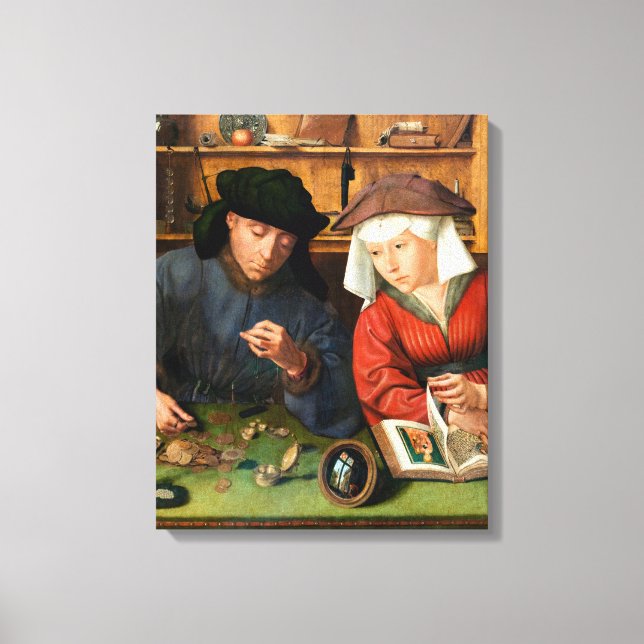 Quentin Matsys - Moneylender och hans fru Canvastryck (Framsida)
