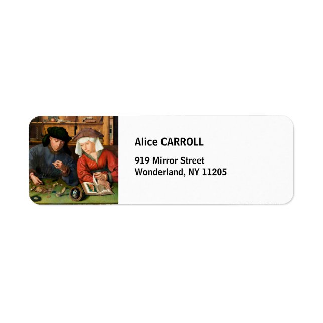 Quentin Matsys - Moneylender och hans fru Returadress Etikett (Framsidan)