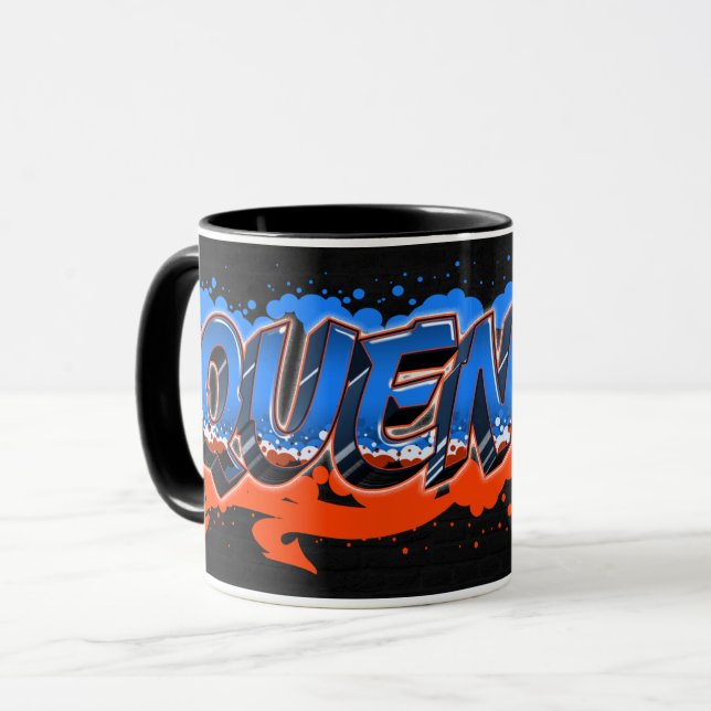 Quentin Vorname Name Graffiti blue orange Tasse Mugg (Framsida vänster)