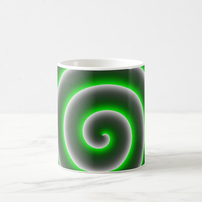 Quer mudar a cor branco? Espiral verde chamativo Kaffemugg (Center)