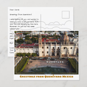 Querétaro Mexiko Sign and Courtyard Vykort