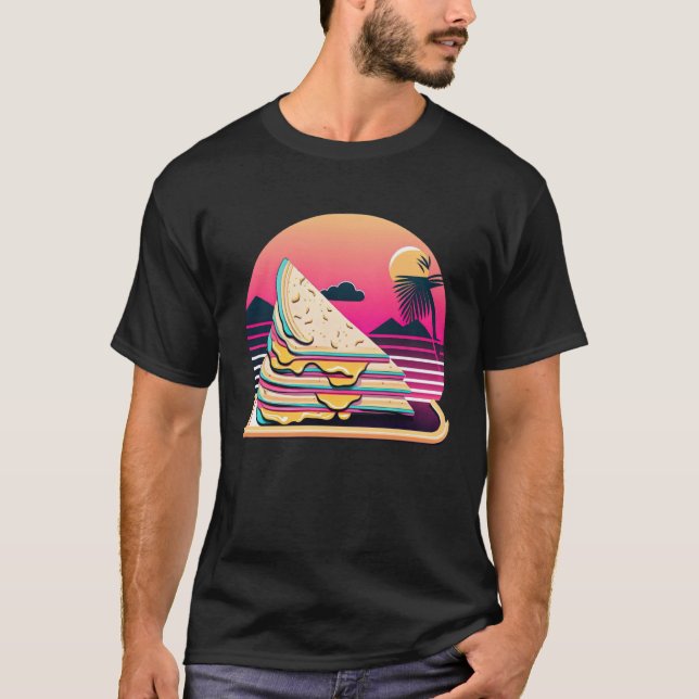 Quesadillas Synthwave 80s Retrowave Aesthetic T Shirt (Framsida)