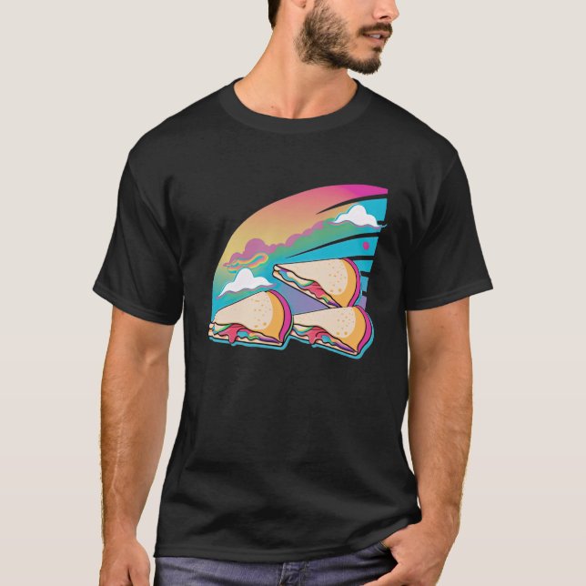 Quesadillas Vaporwave Retrowave Aesthetic T Shirt (Framsida)