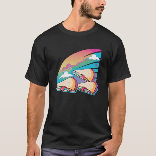 Quesadillas Vaporwave Retrowave Aesthetic T Shirt (Framsida)