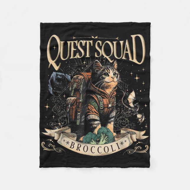 Quest Fantasy Squad Broccoli Kitten Funny Cat Fleecefilt (Framsidan)