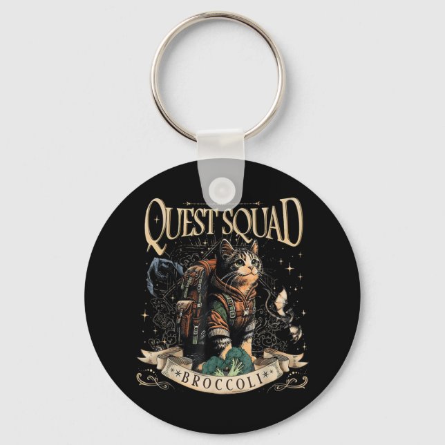 Quest Fantasy Squad Broccoli Kitten Funny Cat Nyckelring (Framsida)