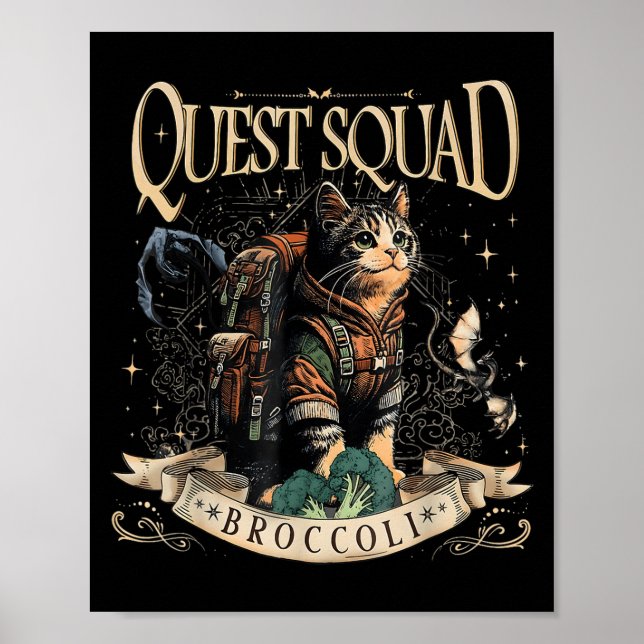 Quest Fantasy Squad Broccoli Kitten Funny Cat Poster (Framsidan)