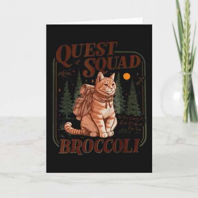Quest Fantasy Squad Broccoli Rolig Katt  Kort (Framsida)