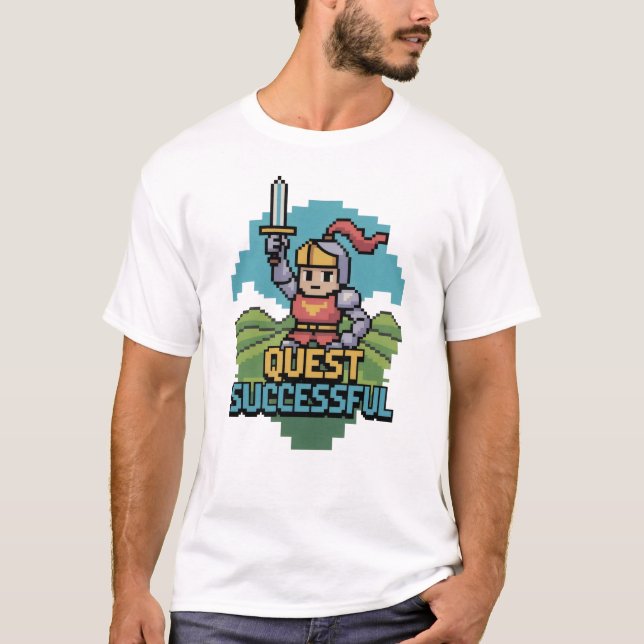 Quest Successful 8 Bit Motivation  T Shirt (Framsida)