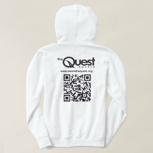 Quest-tröja med logotyp och QR-kod Hoodie (Design baksida)