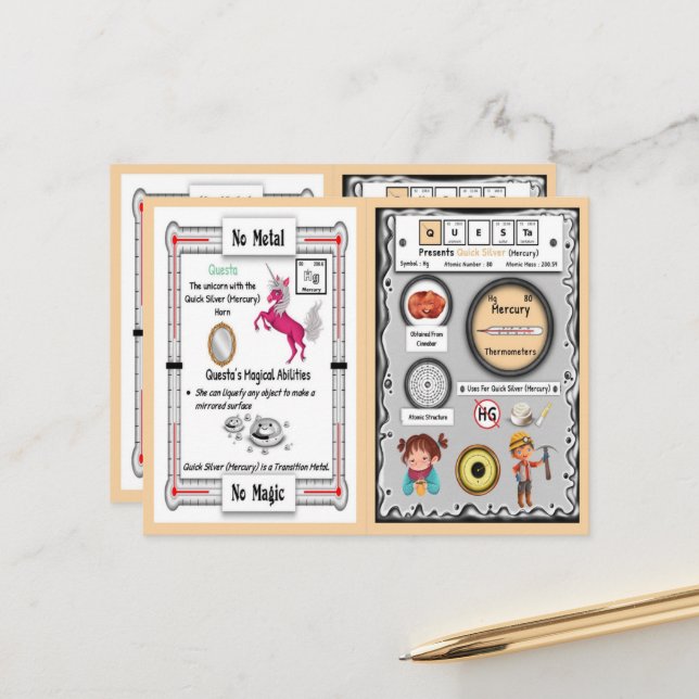 Questa - Mercury Horn Unicorn Game Card Vykort (Fram/Back In Situ)