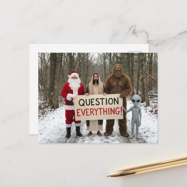 Question Everything Postcard Vykort (Fram/Back In Situ)