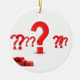 Question markerar hjälp julgransprydnad keramik