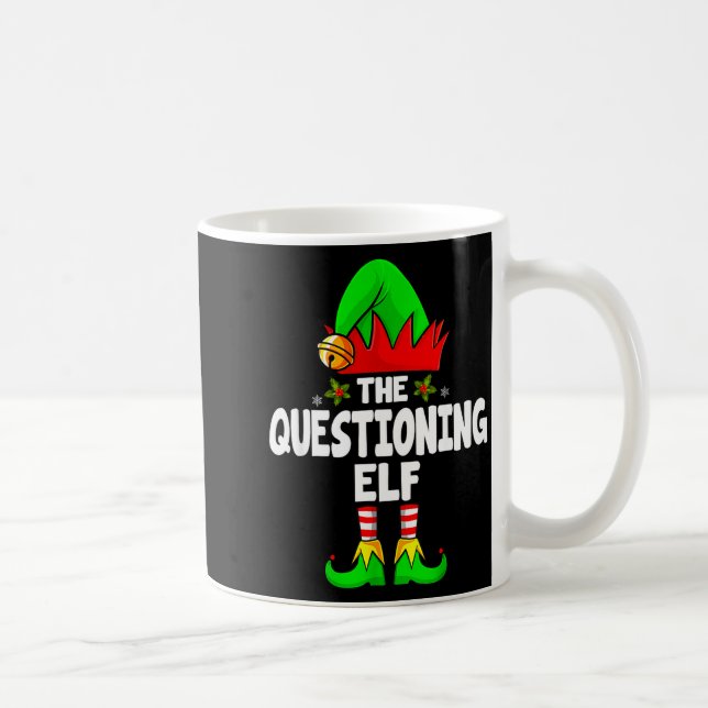 Questioning Elf Group Christmas Funny Pajama Party Kaffemugg (Höger)