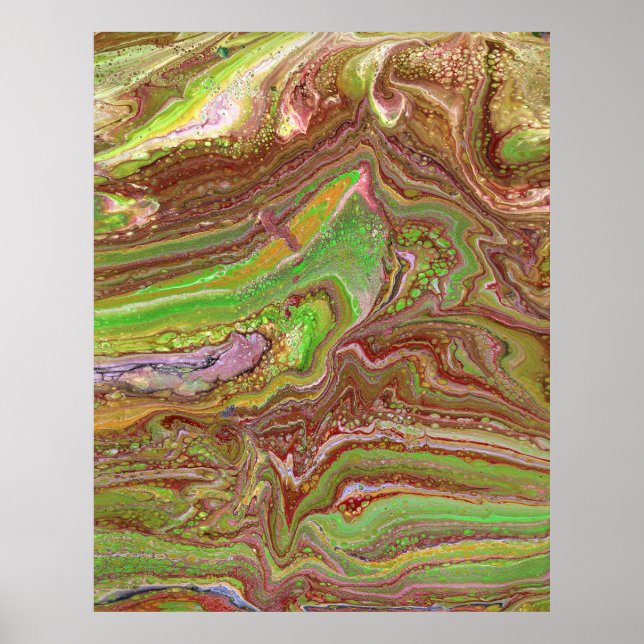 Questions 1 Wild Green Maroon Art Print Poster (Framsidan)