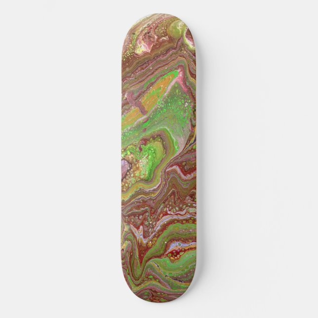 Questions 1 Wild Green Maroon Skateboard Deck (Framsida)