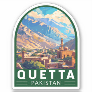 Quetta Pakistan Travel Art Vintage Klistermärken
