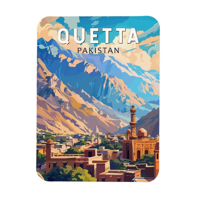 Quetta Pakistan Travel Art Vintage Magnet (Vertikal)