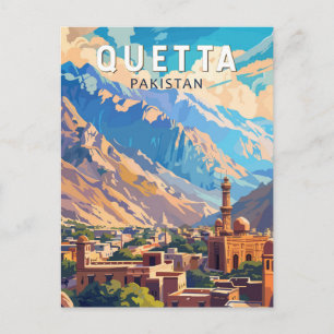 Quetta Pakistan Travel Art Vintage Vykort