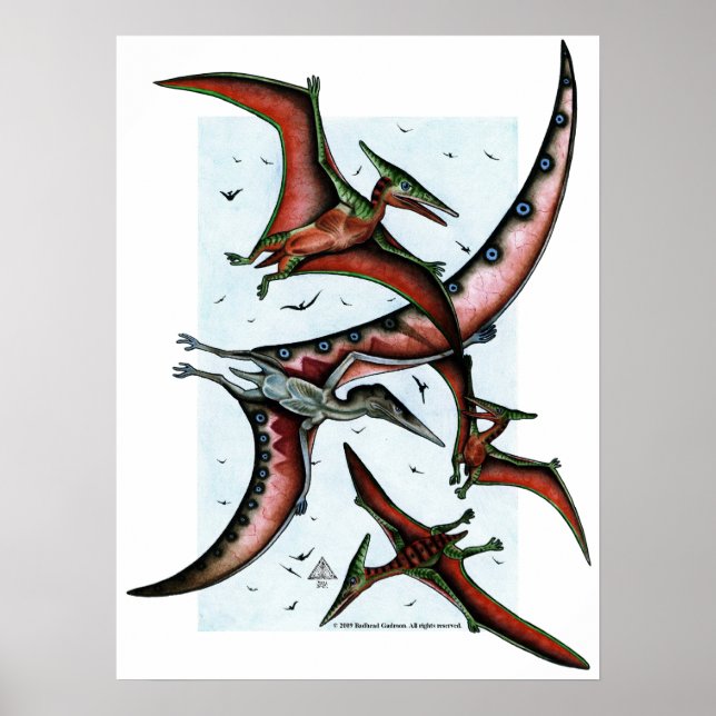 Quetz mellan Pterosaurs Skriv ut Poster (Framsidan)