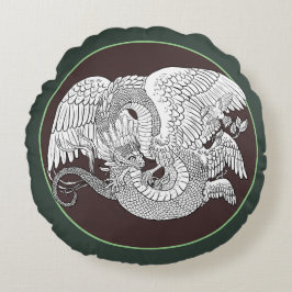 Quetzacoatl Färg din egen Rund Kudde