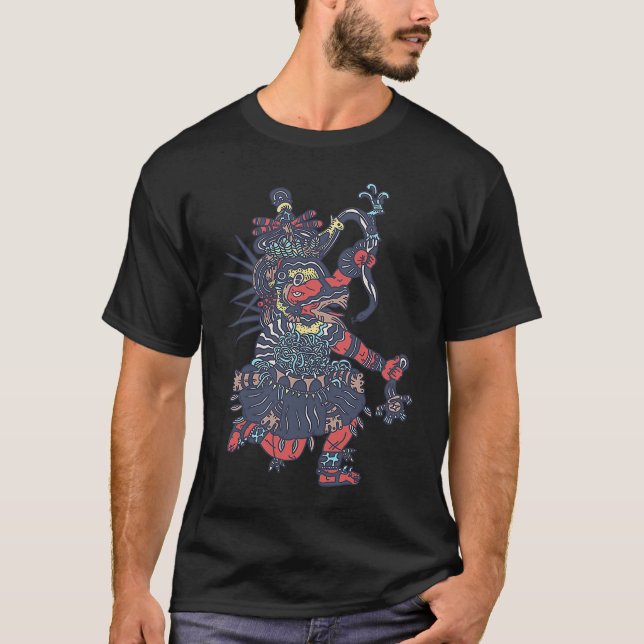 Quetzalcoatl  Aztec God of Wind and Air  Aztec Dei T Shirt (Framsida)