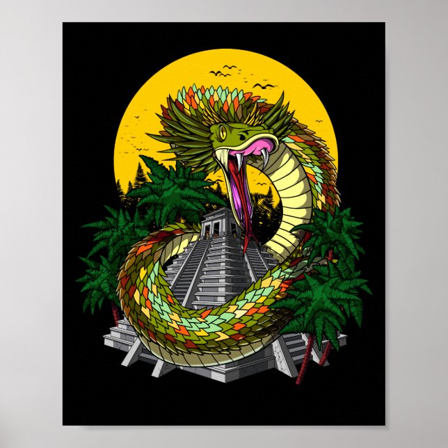 Quetzalcoatl Aztec Orake Gud Poster (Framsidan)
