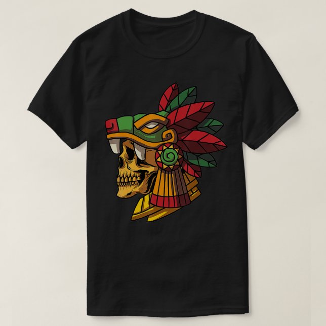 Quetzalcoatl Aztec Skull Mayan Ancient Inca Toltec T Shirt (Design framsida)
