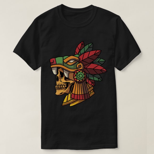 Quetzalcoatl Aztec Skull Mayan Ancient Inca Toltec T Shirt (Design framsida)