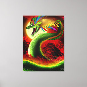 Quetzalcoatl den Aztec guden Canvastryck
