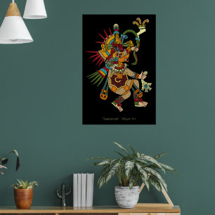 Quetzalcoatl Mayan Art Poster med ram