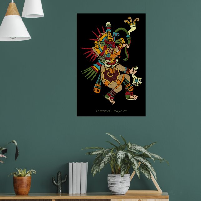 Quetzalcoatl Mayan Art Poster med ram (Vardagsrum 1)