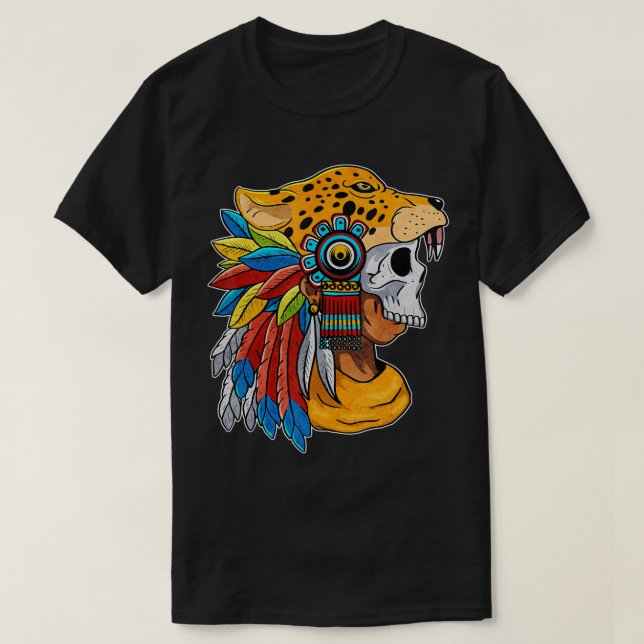 Quetzalcoatl Skull Aztec Warrior Mayan Inca Toltec T Shirt (Design framsida)
