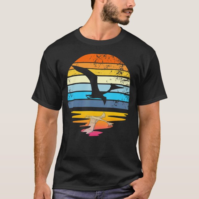 Quetzalcoatlus Retro Sunset Dinosaur Quetzalcoatlu T Shirt (Framsida)
