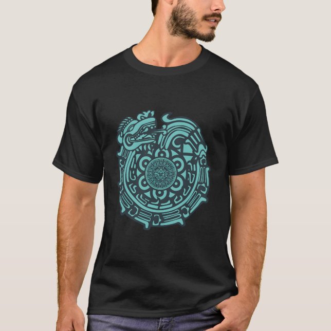 Quetzalkoatl Aztec Dragon Gud T Shirt (Framsida)
