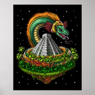 Quetzalkoatl Aztec Feasted Serpent Gud Poster