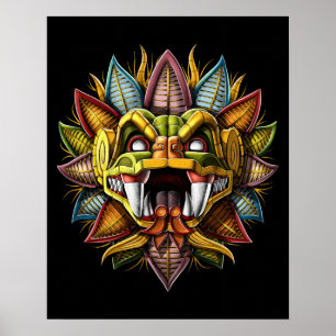 Quetzalkoatl Aztec Feasted Serpent Gud Poster