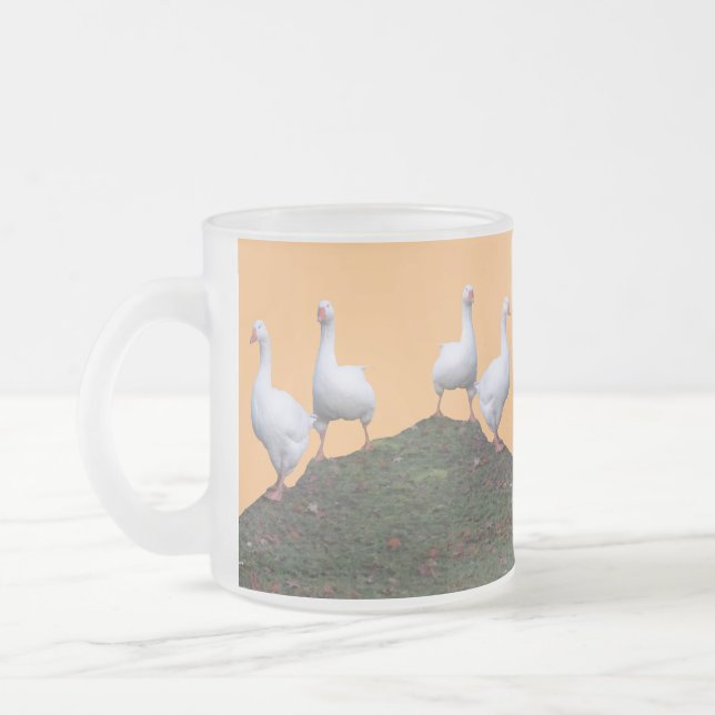 Queue Uped Cute Geese Orange Frosted Glass Mugg (Vänster)