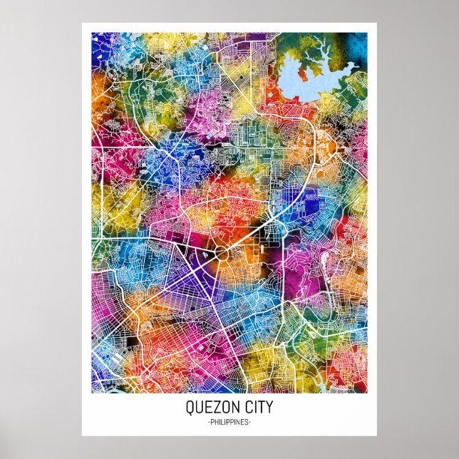 Quezon City Filippinerna Karta Poster (Framsidan)