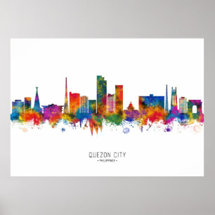 Quezon City Filippinerna Skyline Poster