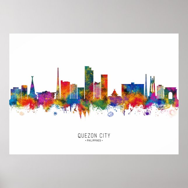 Quezon City Filippinerna Skyline Poster (Framsidan)