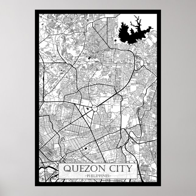 Quezon City Filippinsk Karta Poster (Framsidan)
