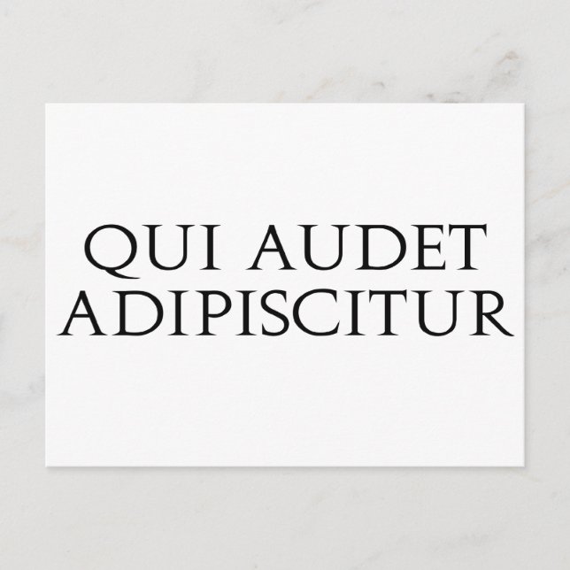 Qui Audet Adipiscitur Vykort (Framsida)