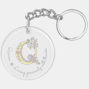 Quiana monogram brev q namn och nyckelring