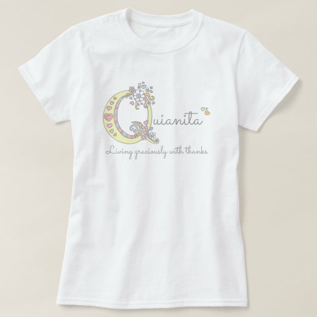 Quiantia-flickorna Q namn, som betyder monogramt T T Shirt (Design framsida)