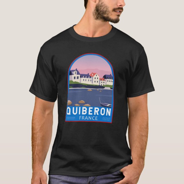 Quiberon Frankrike Travel Vintage Art T Shirt (Framsida)