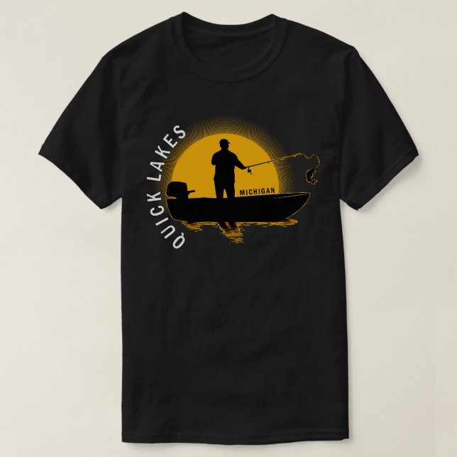 Quick Sjöar Fishing Michigan Sunrise T Shirt (Design framsida)