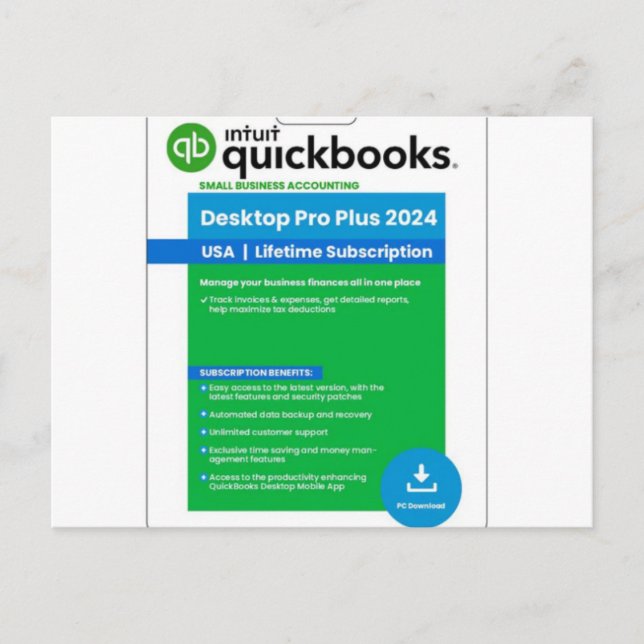 Quickbooks Desktop Pro 2023 - intquickbooks.com Vykort (Framsida)