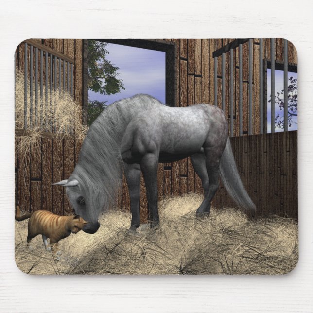 Quiet Assions Horse och Cat Mousepad Musmatta (Framsidan)