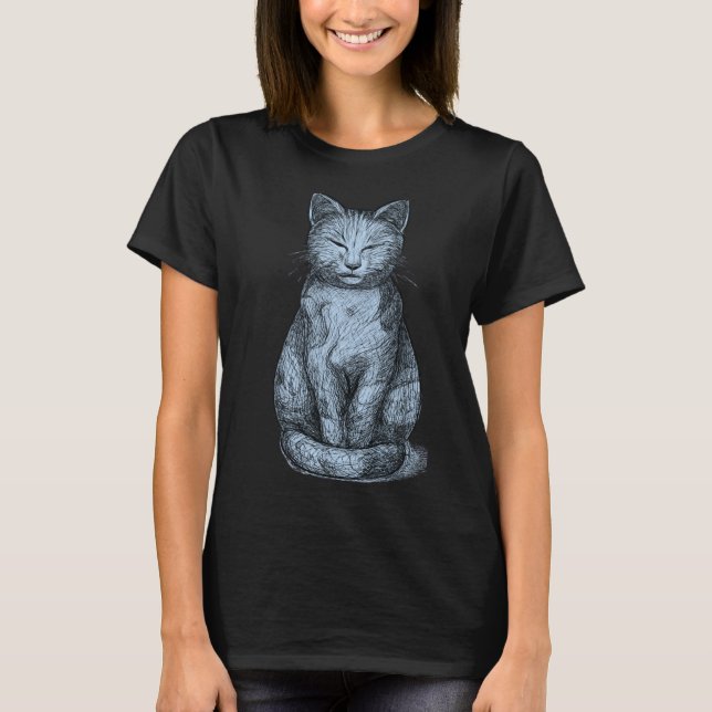 Quiet Awareness Light Cosmic Cat Healing T Shirt (Framsida)